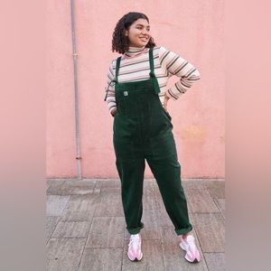 Lucy and Yak corduroy dungarees overalls posey green 24